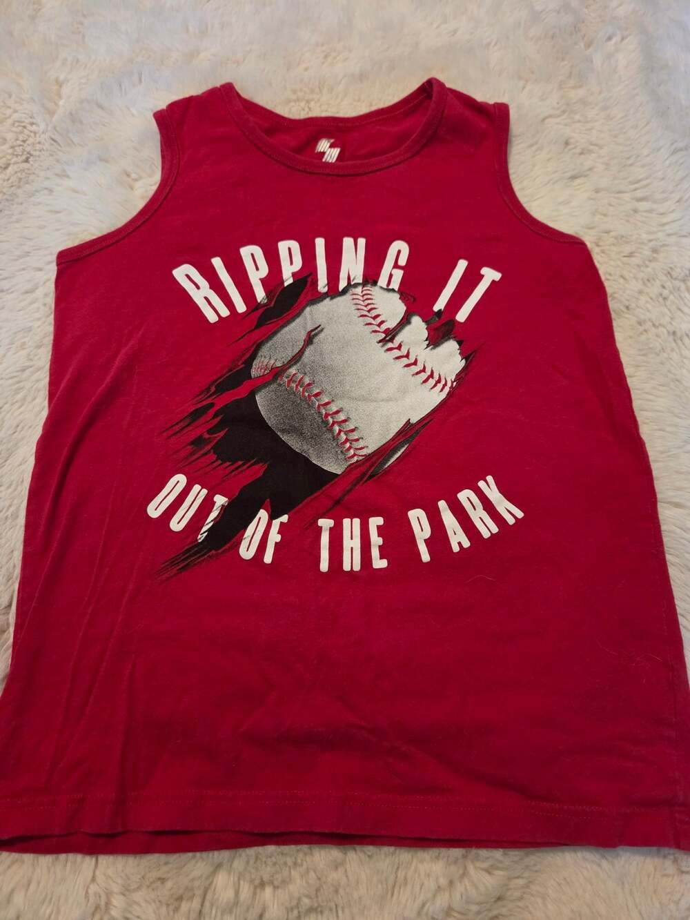 Children's Place Sport Baseball Themed Red Sleeveless Tank Top Boys XL 14